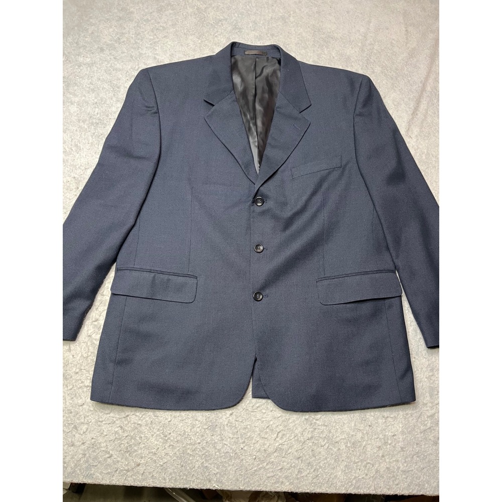 Kilburne and Finch Mens 46R Navy Blue 3 Button Blazer Suit Jacket